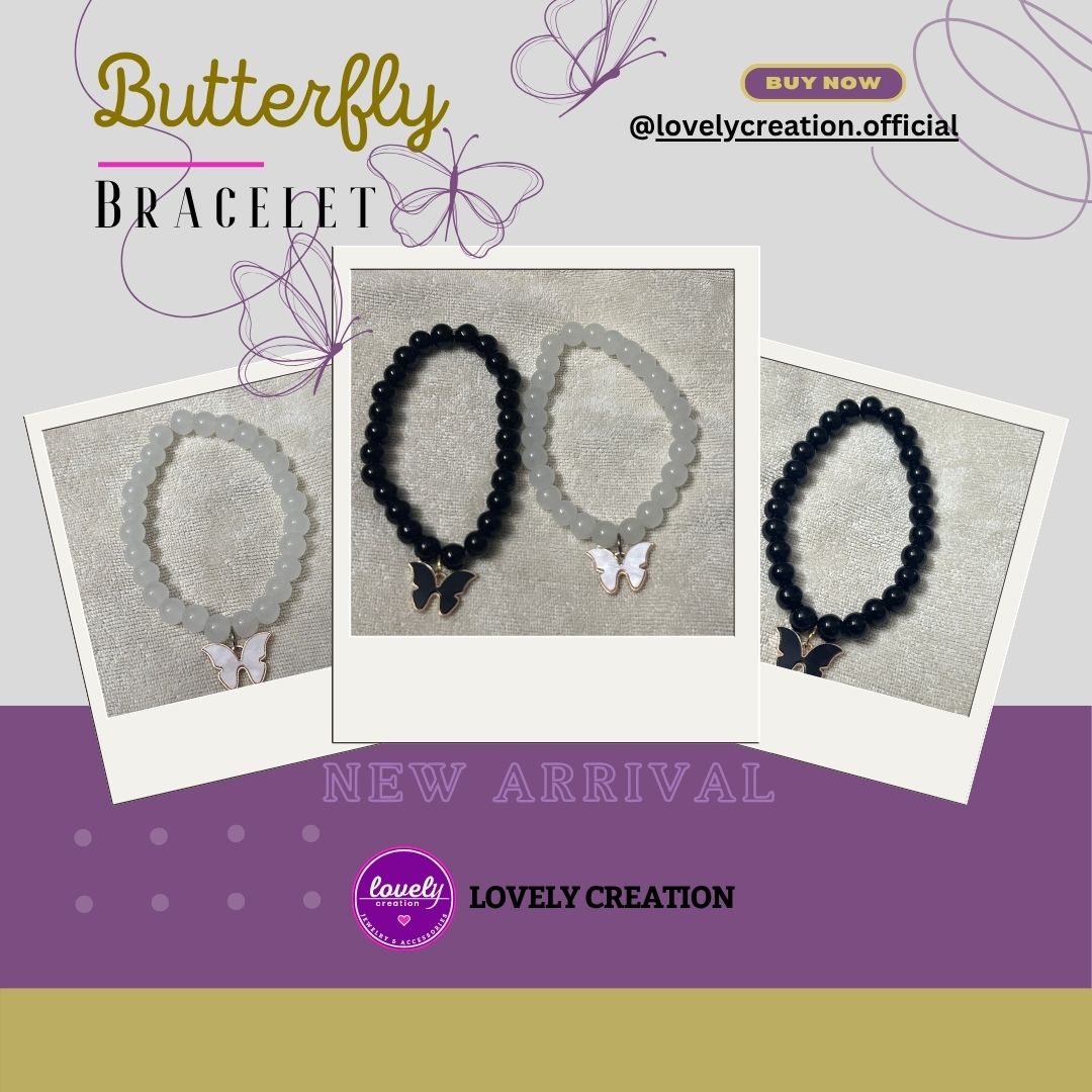 Black & White Butterfly Couple Bracelet
