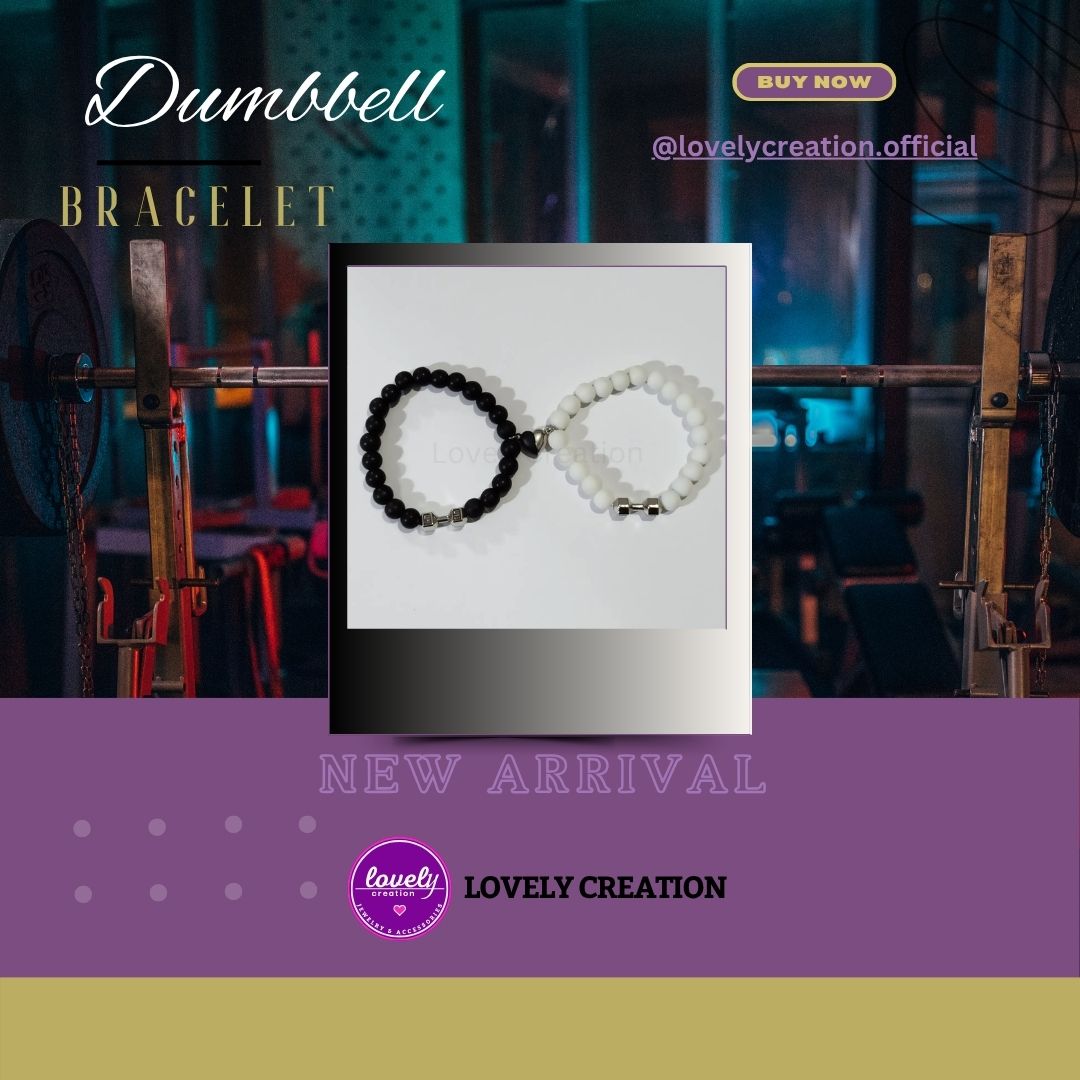 Black & White Heart Megnetic Dumbbell Couple Bracelet