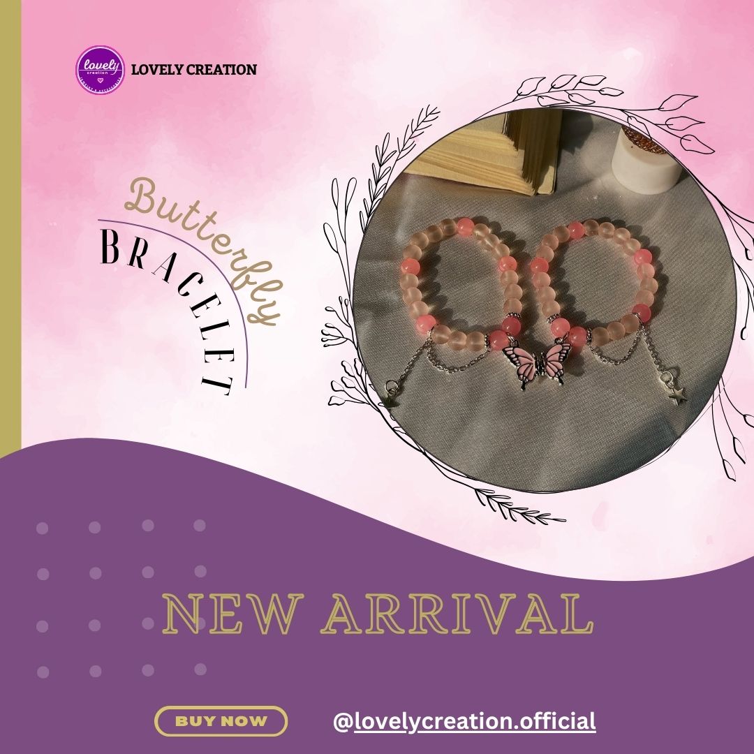 Pink Butterfly Magnetic Couple Bracelet
